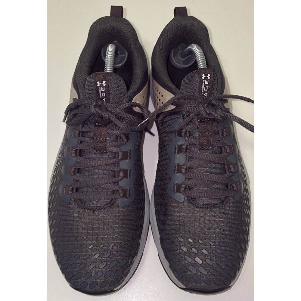 Under Armour Mens Charged Engage 2 Sneaker Black/White Athletic Gym Sz 10.5 US